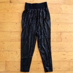 H &M Harem Pants Black Sequin XS Shiny Bling